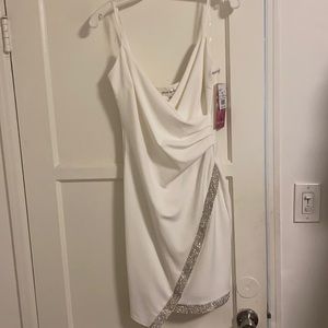 White wrap dress with crystal detail NWT- size L